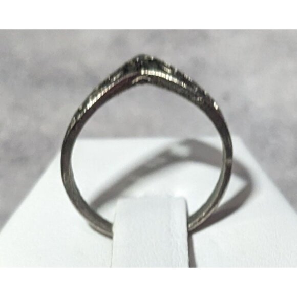 Elven Art Nouveau Scroll Silver Tone Chevron Ring Size 7 - Picture 10 of 14